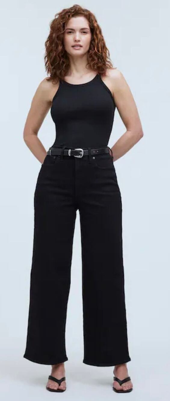 Madewell The Curvy Perfect Vintage Wide Leg Jeans Black 29P Petite NM880 DM7541